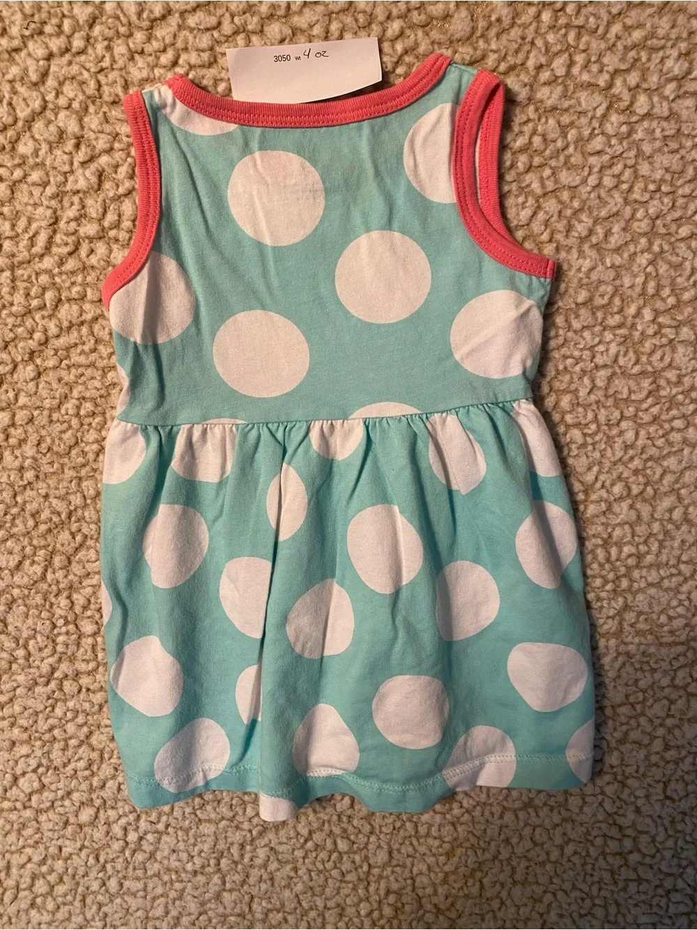 Carter's Aqua Polka Dot Tank Dress with Pink Trim Accents 9 Mo